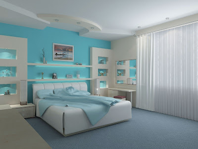 Desain Kamar Tidur Minimalis Bertema Biru