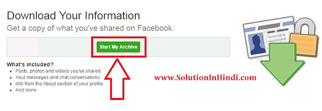 facebook deleted messages recovery ke liye start my archive click kare