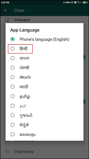 change language of WhatsApp