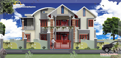 Duplex Home Elevation   3196 Sq  Ft    Kerala home design and