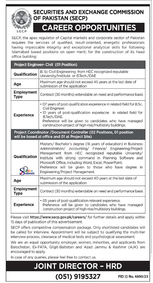 SECP Securities & Exchange Commission Of Pakistan Jobs 2024 Online Apply