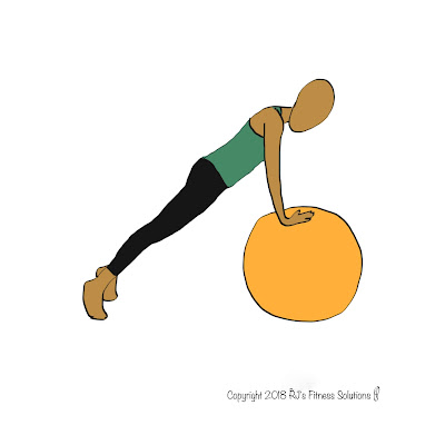 Stability Ball Straight Arm Plank Drawing