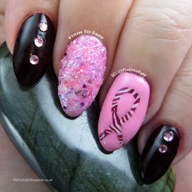 Pink zebra nail art in support of NET Cancer Awareness Day.