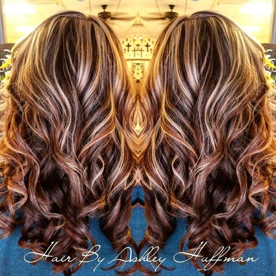 Chocolate Cherry Brown Hair With Chamomile Blonde Highlights