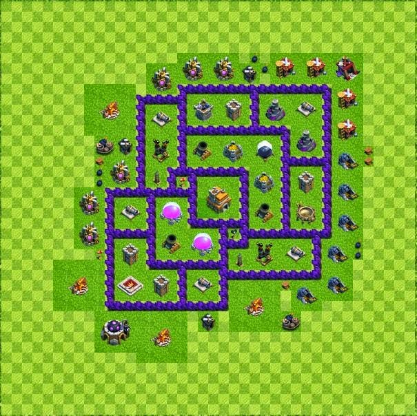 Tipe Defense Base Layout Town Hall Level 7 Clash of Clans 