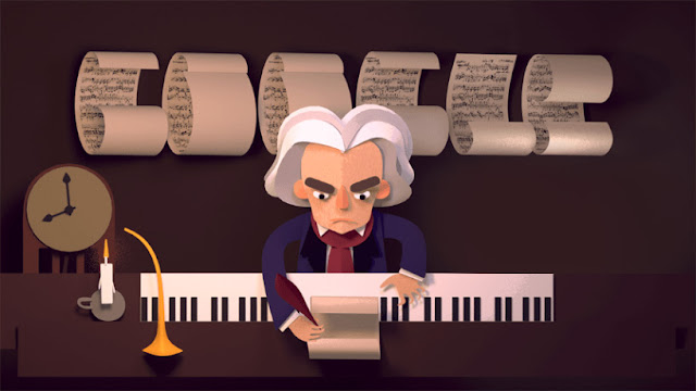 Logo Google Doodle Ludwig van Beethoven 17 Desember 2015