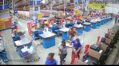 Vídeos mostram desabamento de prateleiras em supermercado de São Luiz