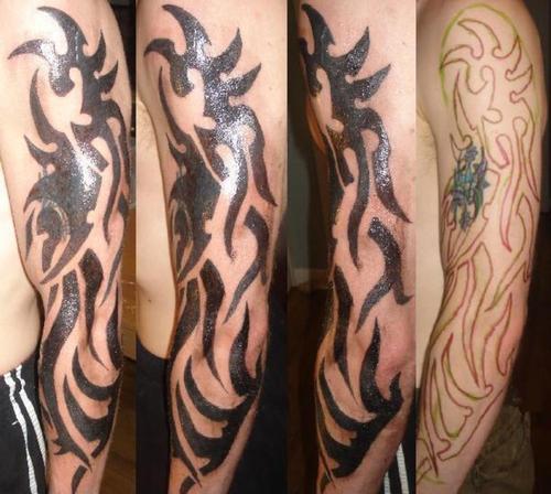 Tribal Arm Sleeve Design Tattoos For Men 
