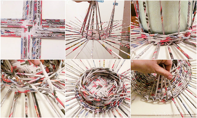 плетение из газетных трубочек, как делать поделки из газет, поделки из газетных трубочек