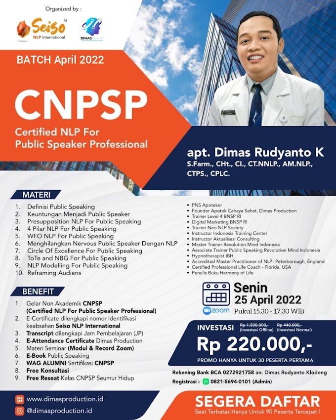 WA.0821-5694-0101 | Certified NLP For Public Speaker Professional (CNPSP)