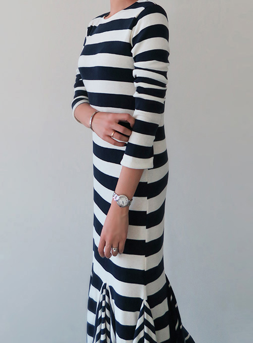  Godet Striped Dress