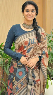 Keerthy Suresh in Saree with Cute and Awesome Lovely Smile at Mahanati Success Meet 4