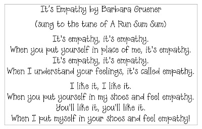 photo of lyrics to empathy song by Barbara at the Corner on Character