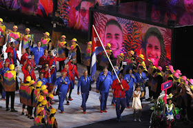 Entrada delegacion de Cuba durante la ceremonia de apertura de los Juegos Olímpicos de Río de Janeiro, en el estadio olímpico Maracaná, Brasil,  el 5 de agosto de 2016.