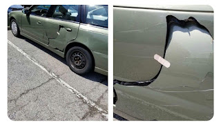 FIXING CRACK IN CAR BY A TAPE