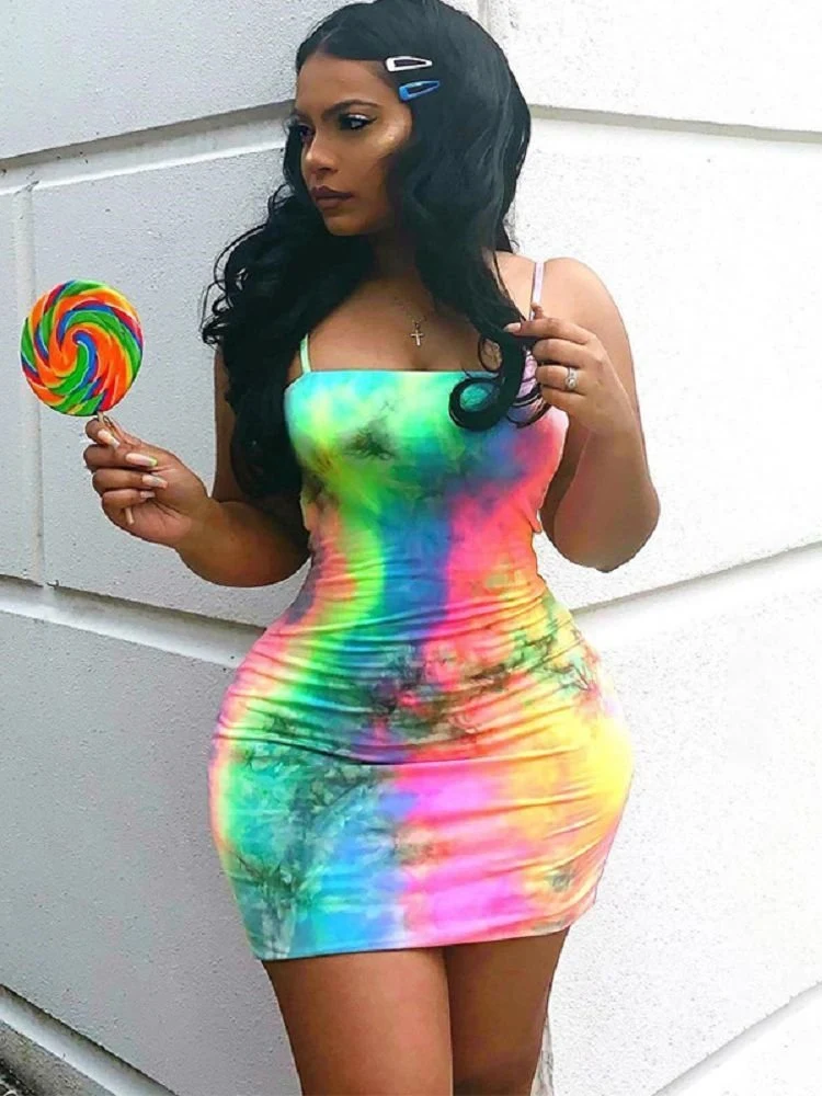 girl in a sexy tie dye dress