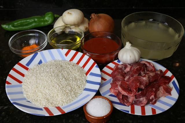 Ingredientes para arroz con lagartito ibérico