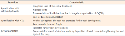 THE CHARACTERISTICS OF THREE TREATMENT PROCEDURES FOR IMMATURE ROOT FORMATION