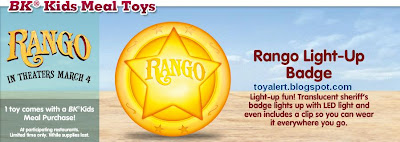 Burger King Rango Kids Meal Toys 2011 - Rango Light Up Badge