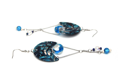 Collection Imitation marbre bleu boucles oreilles polymère stenna bijoux fantaisie Lille