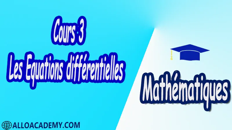 Cours 3 Les équations différentielles pdf Mathématiques Maths Les équations différentielles Equation différentielle Interprétation Géométrique Equation différentielle du Premier Ordre Problème d’unicité Equation du 1er ordre à variable séparable Equation différentielle homogène Equation différentielle du type y0 = f(ax+ by+ c) Equation différentielle linéaire de 1er ordre Equation de Bernoulli Equation différentielle de Riccati Méthodes numériques pour les Equations différentielles Méthode d’Euler Méthode de Taylor d’ordre p Méthode de Runge-Kutta Théorème de Taylor-Lipschitz Fonction Lipschitziennes Théorème de Cauchy-Lipschitz Fonctions lipschitziennes fonction localement lipschitzienne Théorème de Cauchy-Lipschitz Systèmes linéaires à coefficients constants Exponentielle d’une matrice Système linéaire non-homogène Transformation de Laplace Stabilité des systèmes linéaires Cours résumés exercices corrigés devoirs corrigés Examens corrigés Contrôle corrigé travaux dirigés td