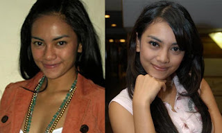 Foto artis sebelum dan sesudah make 
up