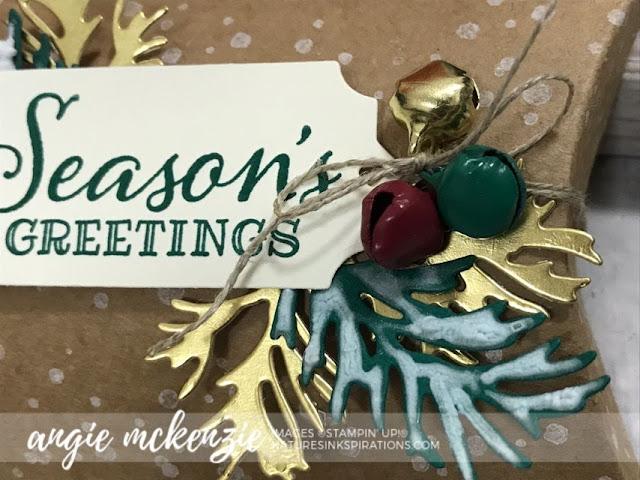 By Angie McKenzie for Stampin' Dreams Blog Hop; Click READ or VISIT to go to my blog for details! Featuring a sneak peek of the Peaceful Boughs Bundle, Ice Stampin' Glitter, Shimmery Crystal Effects, Snowfall Accents Puff Paint by Stampin' Up!; #pineboughs  #christmascards #peacefulboughsstampset #peacefulboughsbundle #naturesinkspirations #makingotherssmileonecreationatatime #cardtechniques #stampinup #handmadecards #3dprojects 