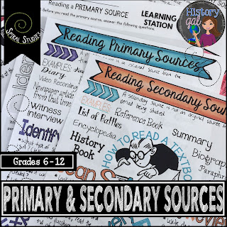 https://www.teacherspayteachers.com/Product/Reading-Primary-and-Secondary-Sources-Doodle-Notes-and-Stations-3025332