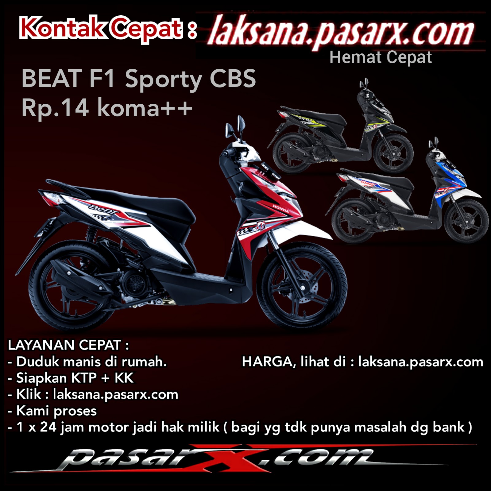 Harga BEAT  F1 SPORTY plus CBS Kes kredit  Motor  Honda  di 