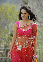 hot, sexy, Anushka, Latest, Photos, red saree,