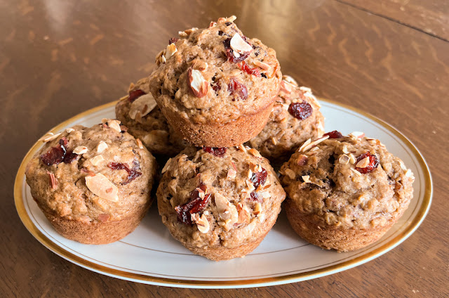 Food Lust People Love: These cranberry almond applesauce muffins are tender and sweet, but not too sweet! They are perfect for snack time or breakfast with the addition of rolled oats.