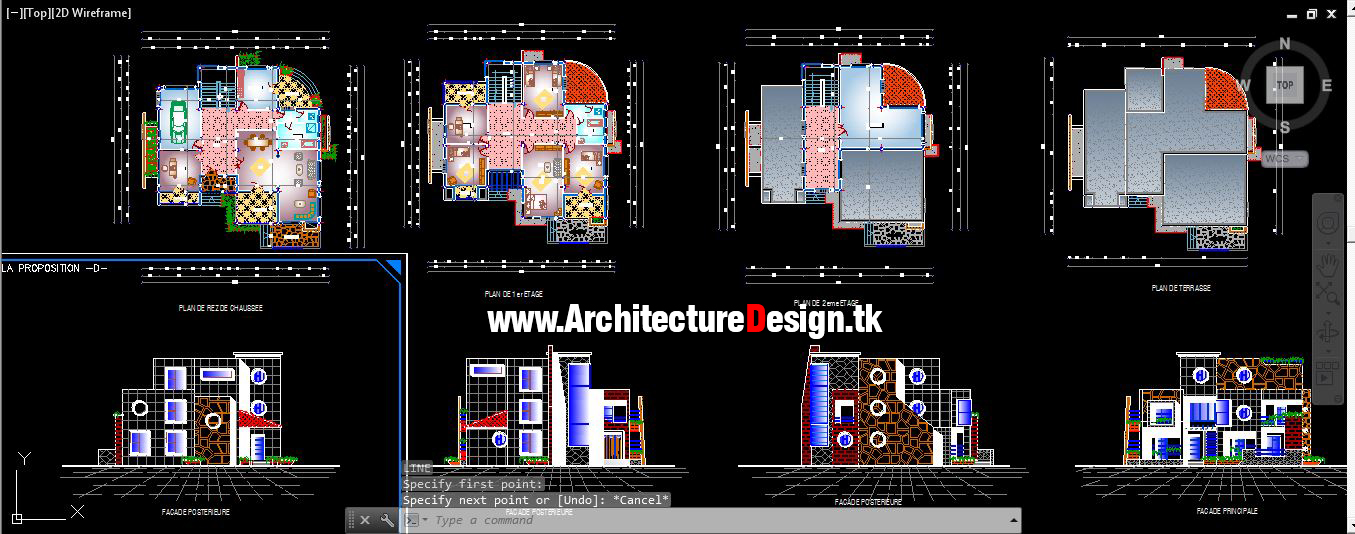Free 4 Modern  Houses  Design Dwg 03 Architecture Design 