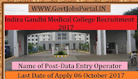 Indira Gandhi Medical College Recruitment 2017–Data Entry Operator