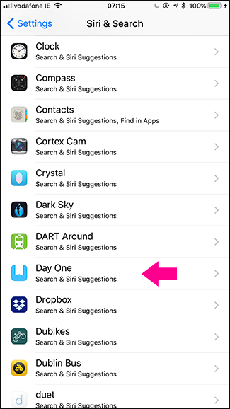 app che desideriamo interrompere nella ricerca Spotlight