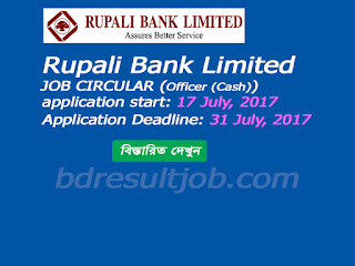 Officer (Cash) of Rupali Bank Limited Job Circular 