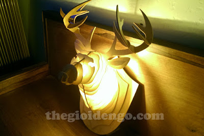 Thế giới đèn gỗ - Đèn gỗ trang trí đầu hươu