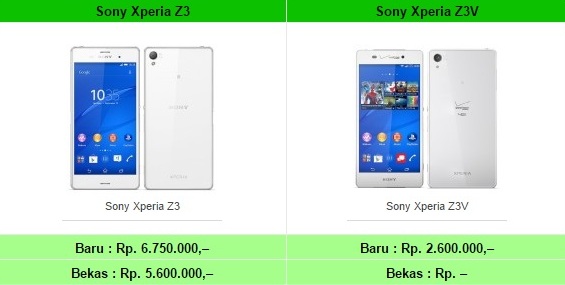 List Harga HP Sony Xperia Terbaru Semua Type Tahun 2017