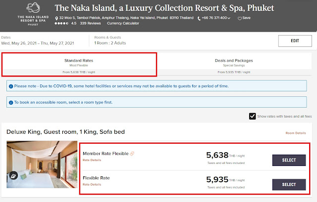 Naka Island Standard Rates