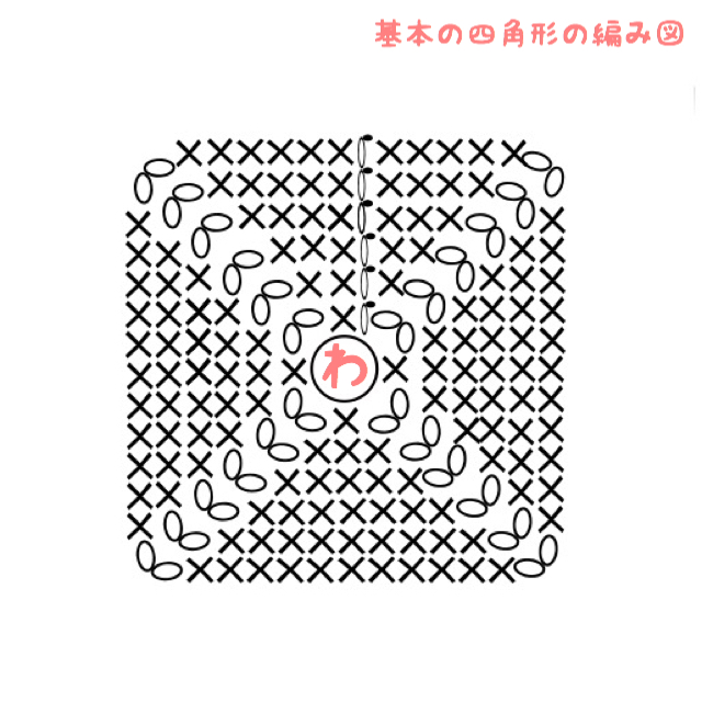 かぎ針編みで編む四角形 正方形 の編み方 編み図 きゃろりずむ