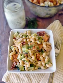 Tzatziki Pasta Salad | by Life Tastes Good is a Greek inspired salad filled with lots of healthy and fresh ingredients and full of delicious flavor! #PastaSalad #Greek