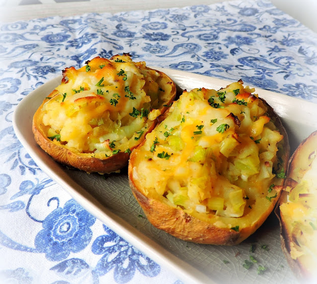 Twice Baked Potatoes with Leeks & Cheese