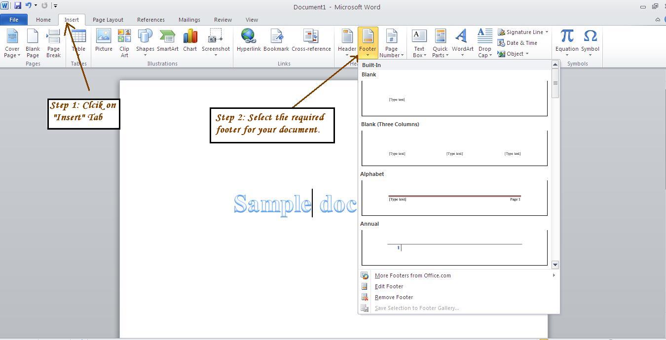 HOW TO: How to insert footer in microsoft word 2010