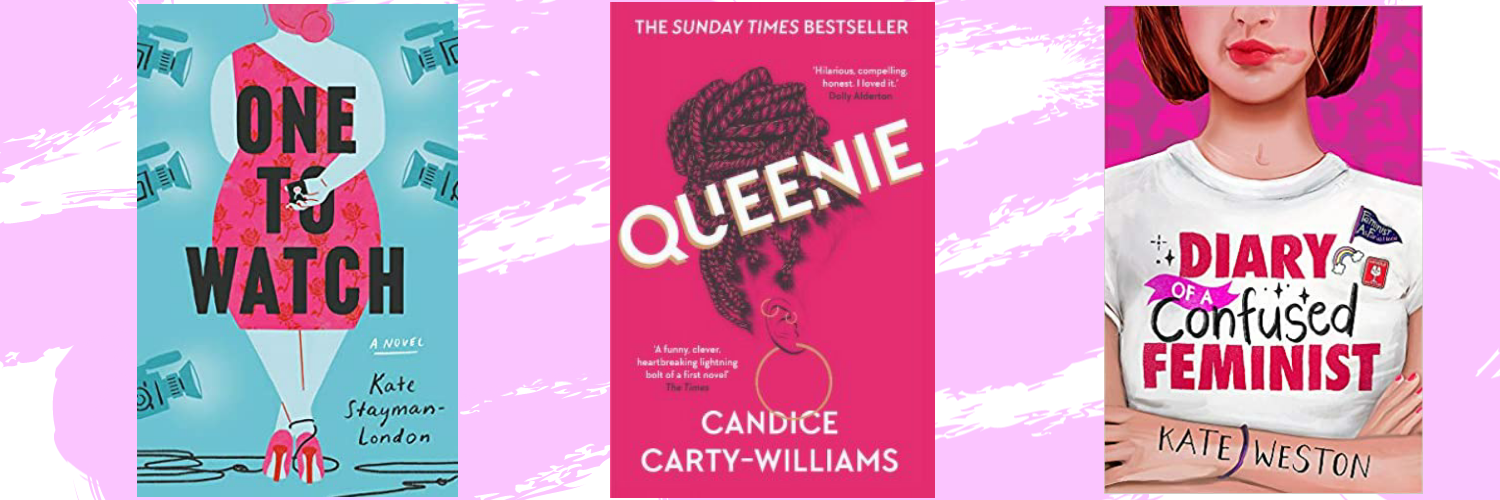 The covers of 3 books, The One to watch, Queenie and Diary of a confused feminist