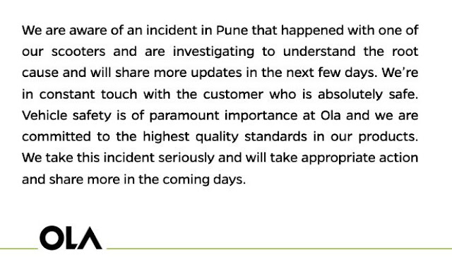 Ola Electric Scooter Burn Incident