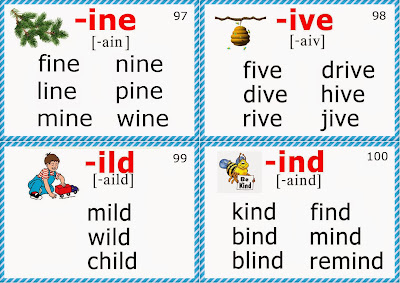 phonics flashcards for children long i sound