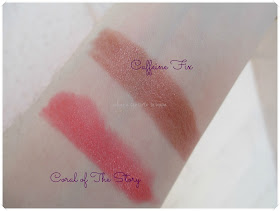 Lip Balm Stain de Wet n' Wild - Coral of the Story y Caffeine Fix - Swatches