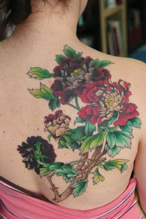 Full Flower Tree Women Back Tattoo, Flower Tree on Women Back Tattoo, Women Back with Flower Tree Tattoo, Flower, Women, Parts, 