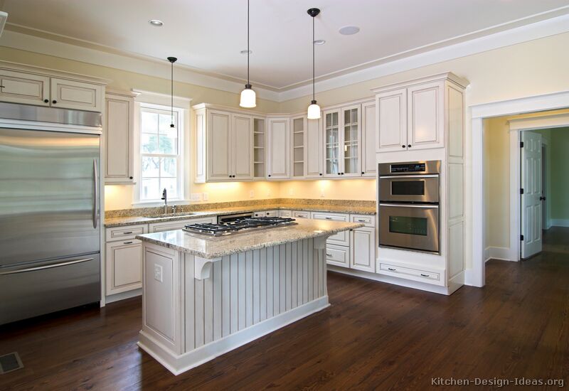 White Distressed Kitchen Cabinets