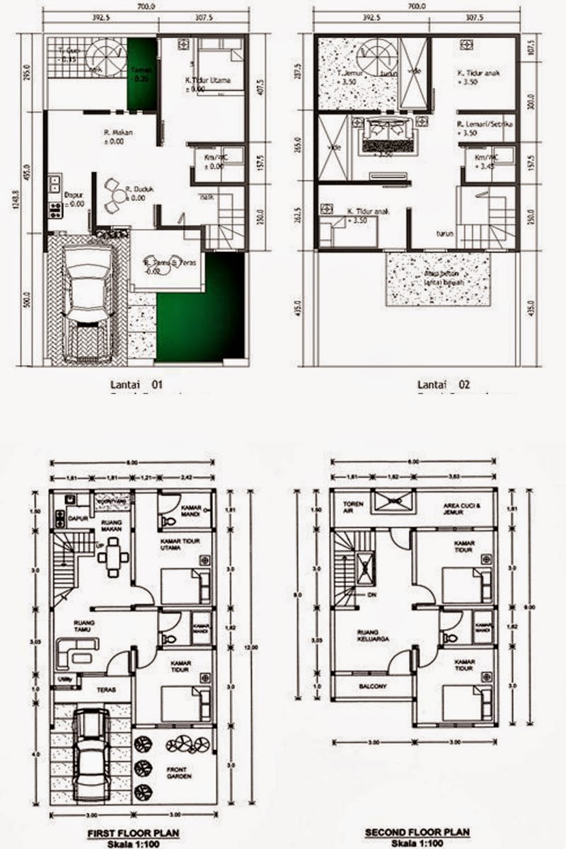 Gambar Desain Denah  Rumah  Minimalis  2 Lantai Type 36 