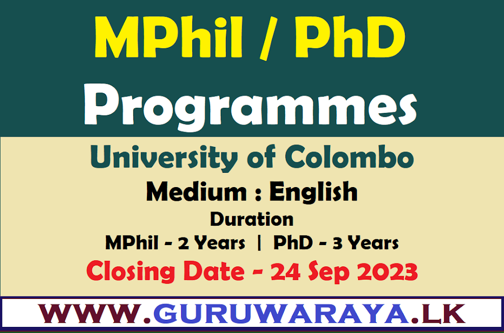 MPhil / PhD Programmes - University of Colombo